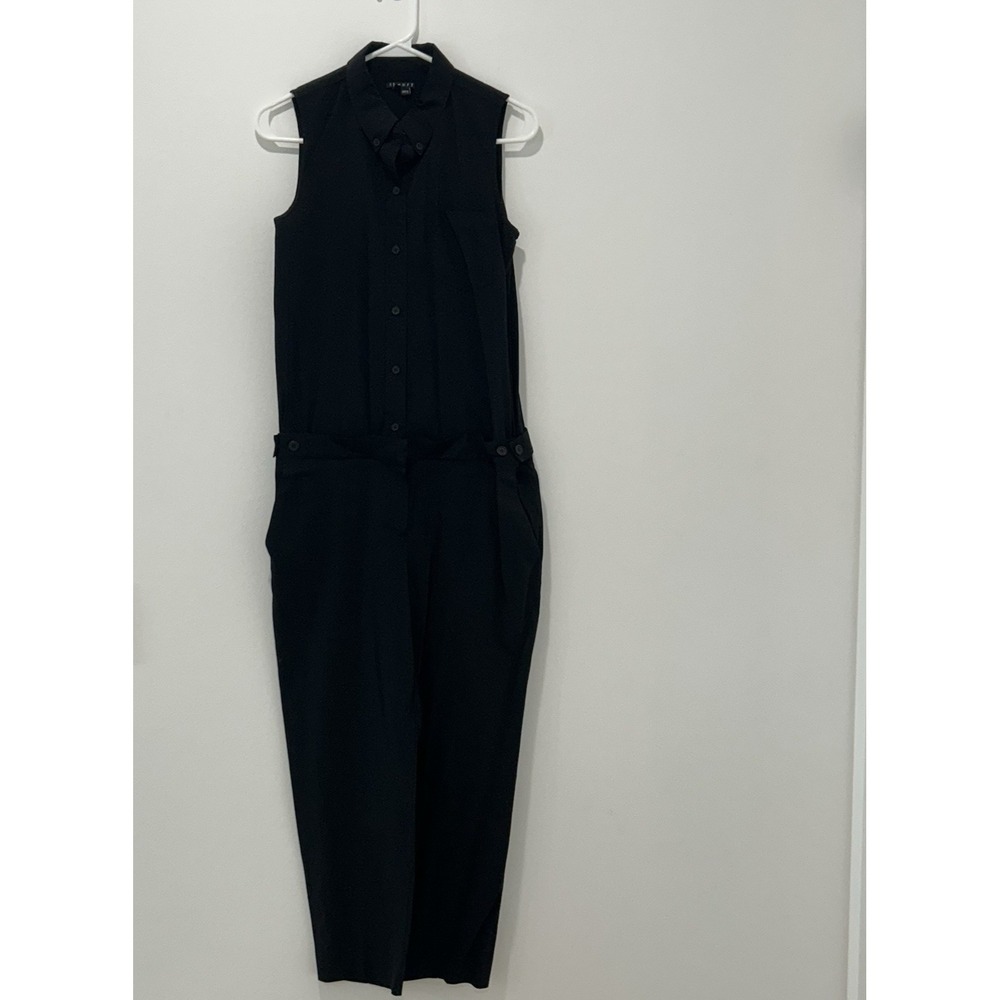 Theory Sleeveless Jumpsuit Women Size‎ 6 Black Viscose Wool Blend Casual